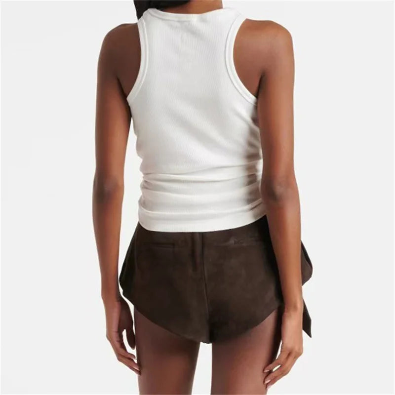 Women t-shirts New twisted flower knotted sleeveless top for summer 2025 Elastic slim pure cotton women's vest corset crop top