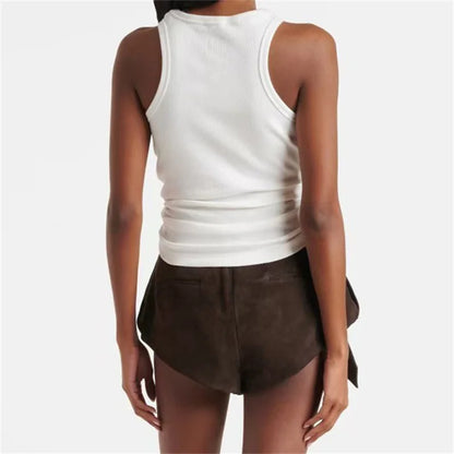 Women t-shirts New twisted flower knotted sleeveless top for summer 2025 Elastic slim pure cotton women's vest corset crop top