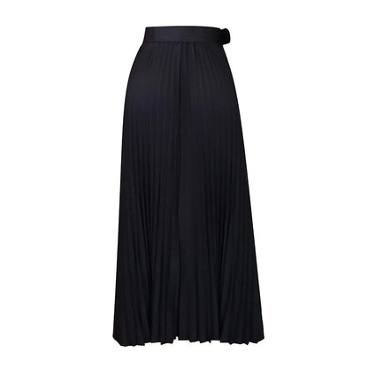 Elegant Pleated Skirts for Woman 2024 New High Waisted Belt Waisted Ankle Length Autumn Winter Wear Bottoms Skirts Clothes Hot