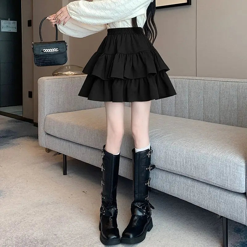 Cake Skirt Women's 2025 Spring and Summer New Lace Edge Slimming A-line Puff Skirt Women's Half Skirt