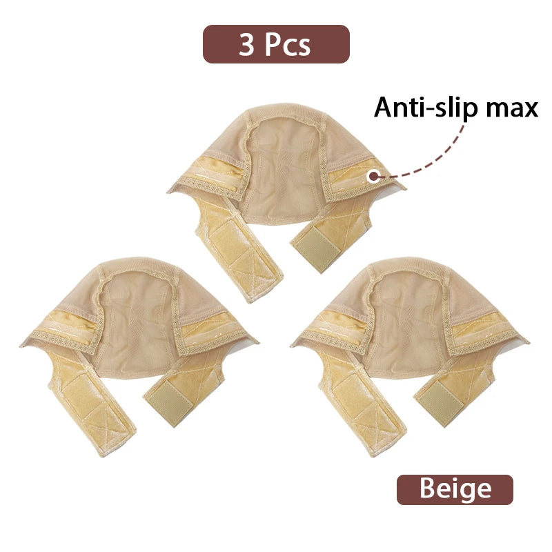 Wig Cap with Grip Band for Keeping Wigs in Place, More Full Cap-wide Transparent Lace for Lace Front Wigs