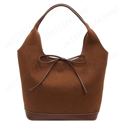 Women PU Tote Bag Designer Shoulder Bags Fashion Bucket Bag Large Capacity Suede Tote Purse Handbag Stylish Commuting Bag