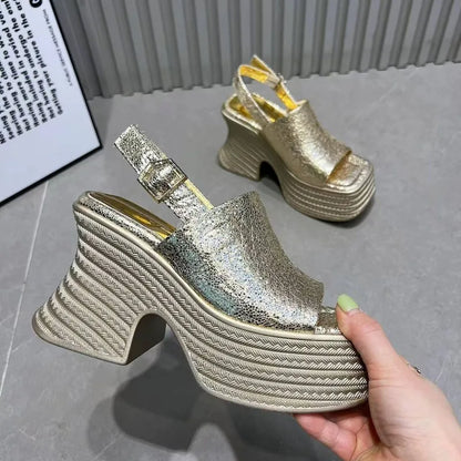 High Heels Sandals Women's Chunky Designer Shoes Platform Fashion Slippers Dress New Pumps Flip Flops Elegant Mujer De Sandalias