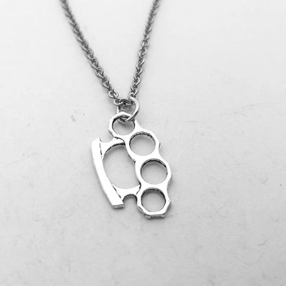 Brass Knuckles Pendant Necklace for Women Men Neck Chain Vintage Summer Gothic Goth Jewelry Trend 2022 Accessories Holiday Gifts