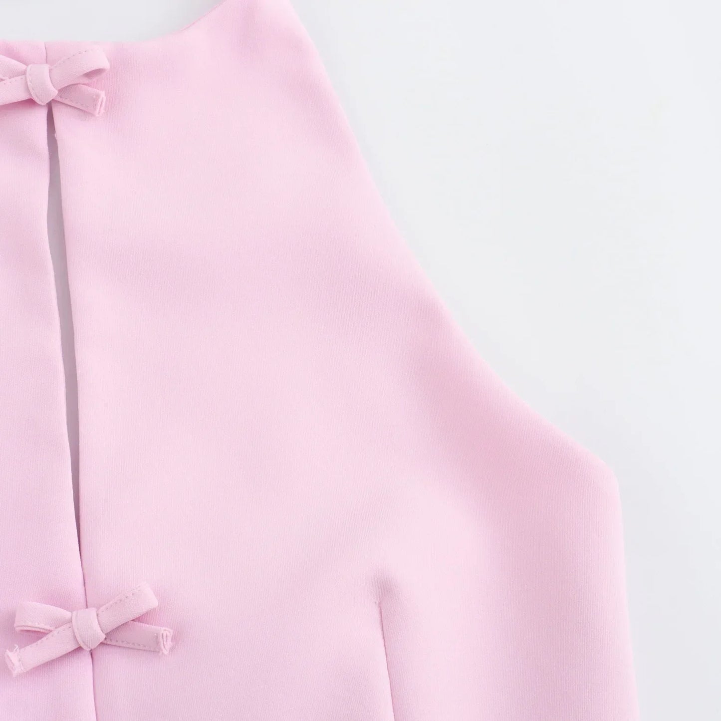 Bow Backless Vest Women Summer Sleeveless Halter Hollow Top Elegant Slim Skirt New Y2k Female Tanks Short Top Office