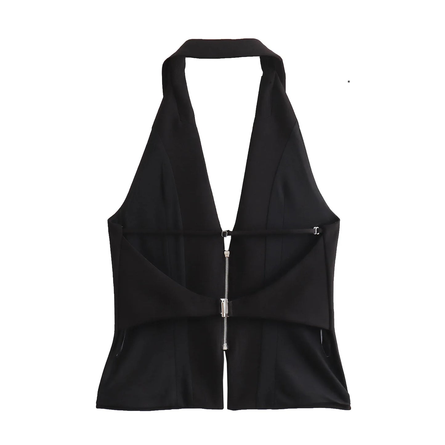 2025 Women Sexy Backless Strapless Halter Corset Tops Side Zipper Lady Slim Camis Female Solid Chic Tops
