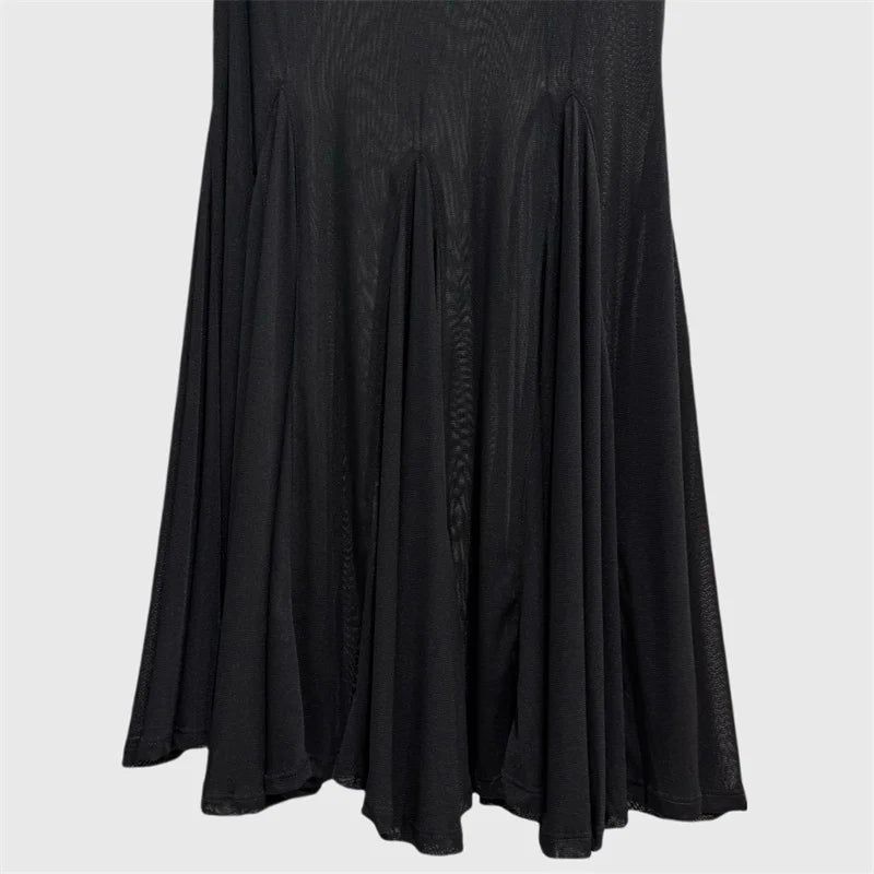 Women skirt New high waisted slim fit fishtail skirt for summer 2025 women's half skirt Translucent mesh spliced long skirt y2k