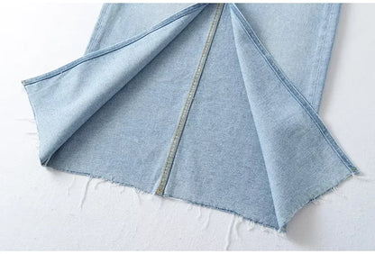MiuKoMiYa Long Denim Skirts For Women Maxi Spring 2025 Black Front Slit Jean Skirts Womens Long Streetwear Blue Skirt Denim Maxi