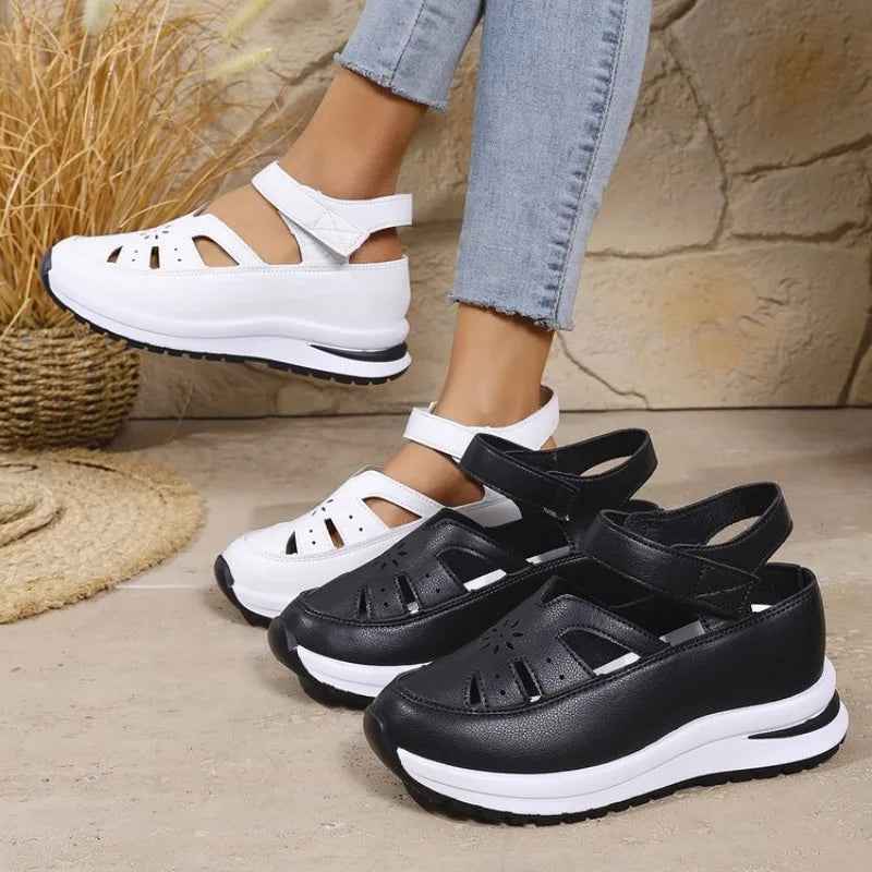 Women's Shoes 2025 Hot Sale Closed Toe Women's Sandals Casual Rome Sandals Women Hollow Platform Wedges Plus Size Shoes Female