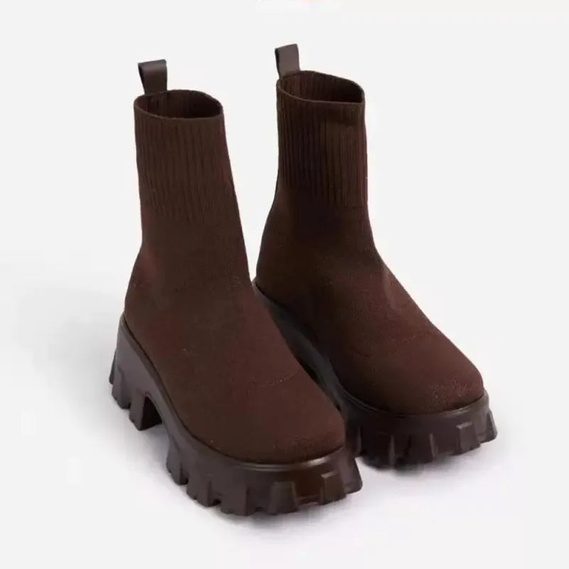 Women's Socks Shoes 2025 Spring Autumn New Fashion Breathable Casual Wedges Platform Ankle Boots Zapatos De Mujer  Boots