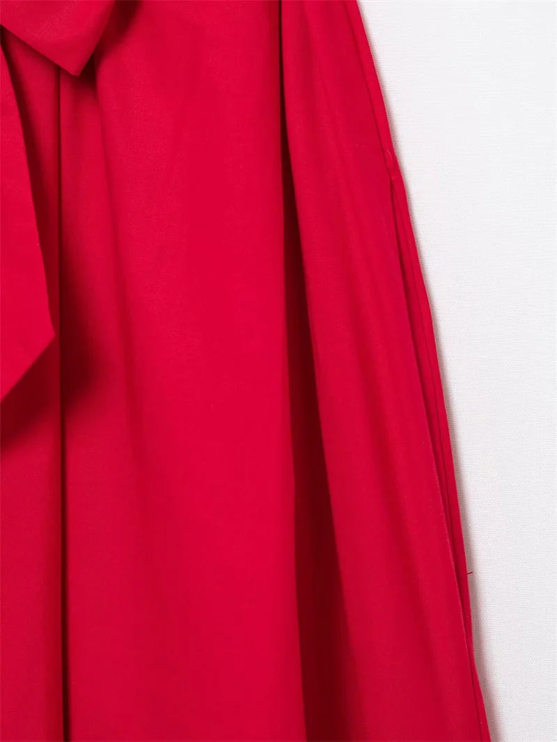 Women's Dresses New Spring 2025 Red Dress Elegant and Romantic Passionate and Unrestrained Belt Embellishment