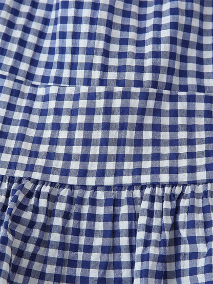 Women's Tops New Summer 2025 Small Check Tops Embroidered Trims Sexy Deep V-Neck Casual Fashion Versatile Personality