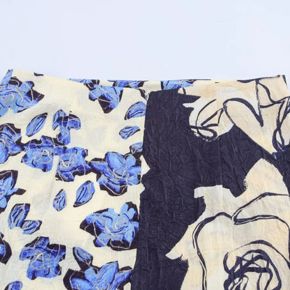 Women Skirt 2025 summer new ethnic style fashionable simple printed slit mid length pleated straight tube skirt