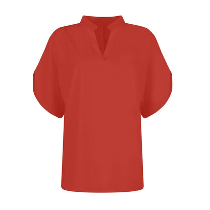 Summer Tops For Women Blouse 2024 Fashion Short Sleeve Solid V Neck Loose Shirts And Blouses Elegant Laies White Tops