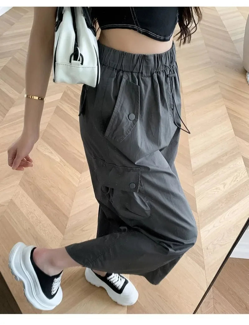 Skirts for Women Spring Summer Drawstring Workwear Half-body Skirt Split Mid-length Skirt Pure Color Package Hip One-Step Skirt