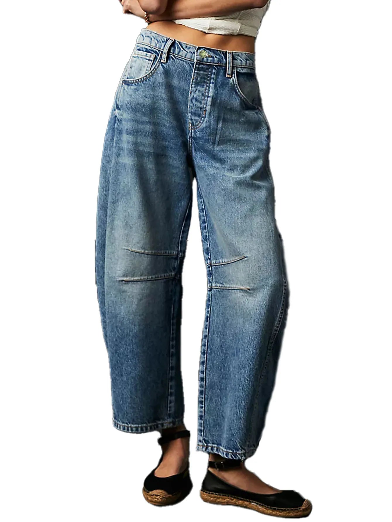 Women's Four Seasons New Fashion Low-rise Jeans Casual Loose Wash Wide-leg Pants Women's Simple Comfortable Straight Leg Jeans