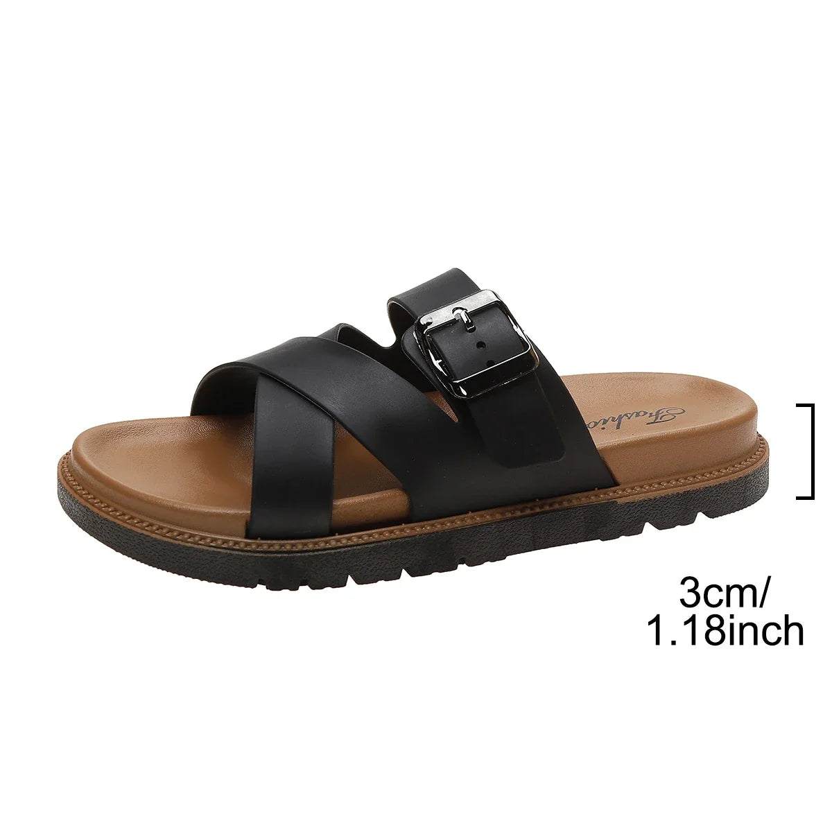 Shoes for Women 2025 Trendy Summer Women's Slippers Sexy Open Toe Broadband Slip-on Thick-soled Shoes Casual Flat Slippers