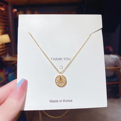 Cute Anime Necklaces For Women Crystal Bear Cartoon Pendant Necklace 2023 Luxury Clavicle Chain Fashion Korean Jewelry Wholesale