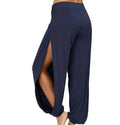 Women Fashion Yoga Pants High Waisted Slit Wide Leg Haren Pants Gym Leggings Casual Solid Hollow Workout Trousers Gym Home Wear