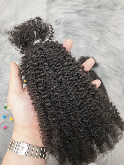 Human Hair No Weft 4C Afro Kinky Curly Virgin Brazilian Human Hair Extensions Weave Bundles Weaving for African Black Women 16"