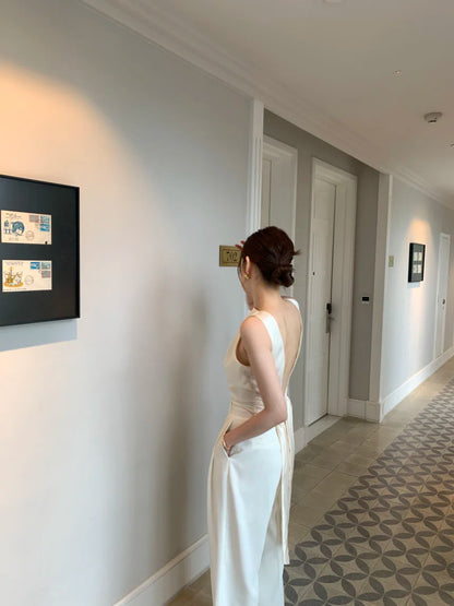 Feminino Sexy Backless Ropa Mujer 2025 Women Top New Sleeveless Clothes Round Neck Tanks & Camis Summer Elegant Tops