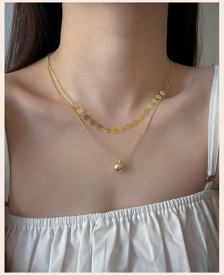 Layered Necklaces for Women Trendy, Bohe Ball Pendant,Chain Choker Necklaces, Non Tarnish Jewelry Gifts