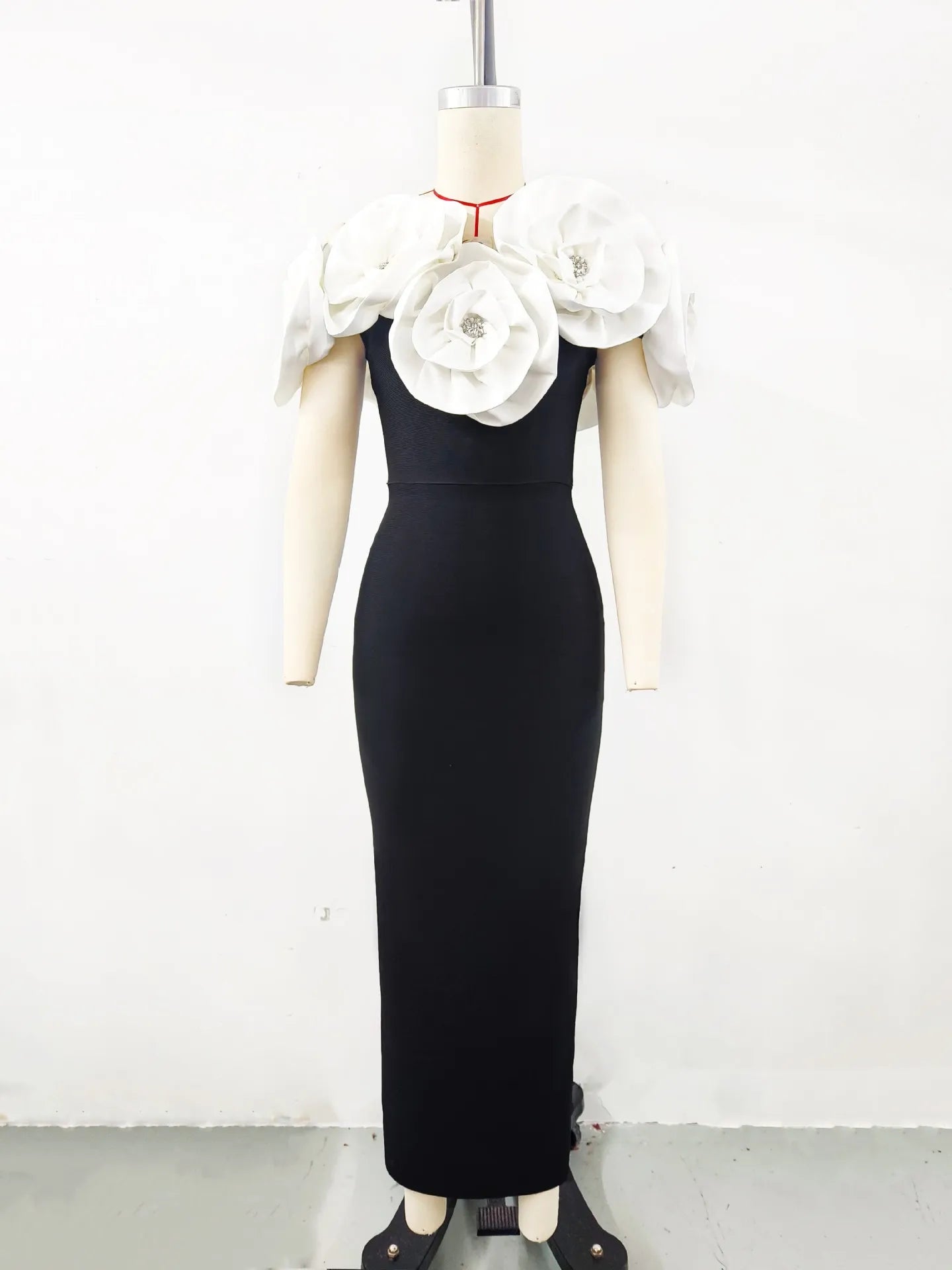 Women Banade Dresses Sexy Big Flowers Off the Shoulder Long Dress Celebrate Evening Party Dress Birthday Party Wedding Outfit