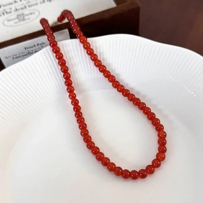 Red Beaded Necklace for Women Glass Bead Clavicle Chokers Exquisite Elegant Neck Necklace Aesthetic Jewelry Party Accessories