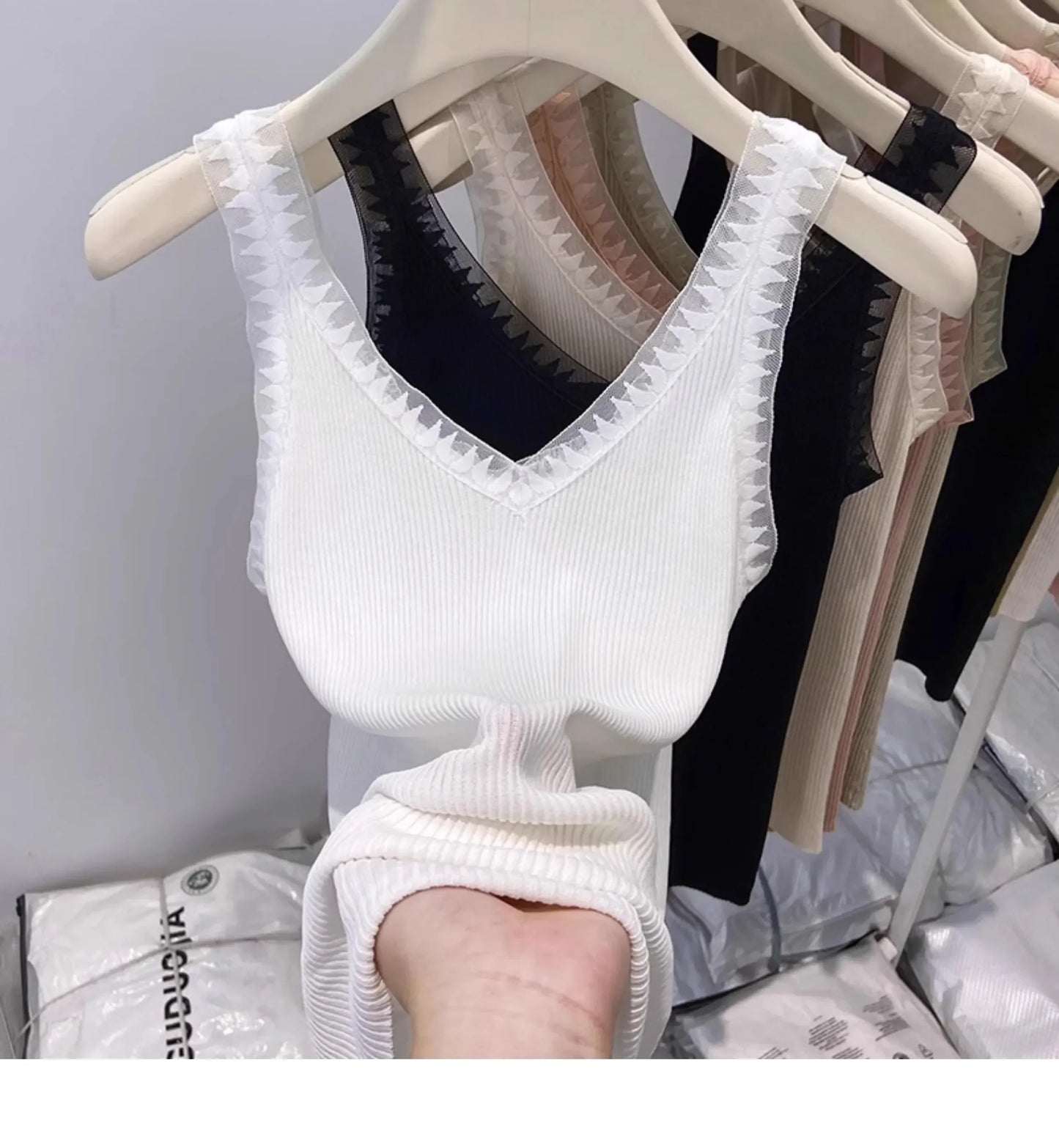 2025 Women Summer Fashion Thin Knitted Undershirt Sleeveless Corset Top Half High Neck Comfortable Breathable Lace Tank Top New
