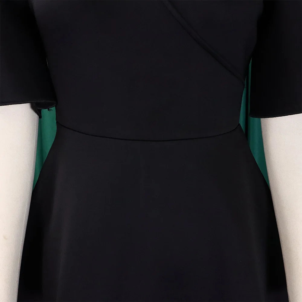 Dress Women Sexy Dresses White Round Neck Flare Sleeve Party Sheath Pleated High Waist Work Elegant Bodycon Mid Length Vestidos