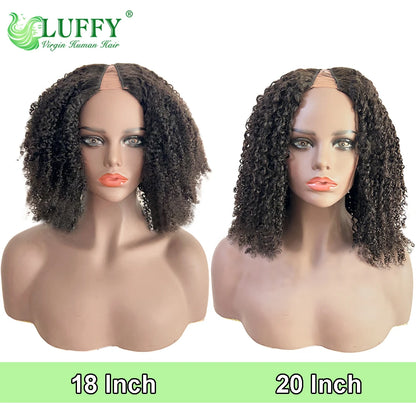 Afro Kinky Curly Human Hair Wigs 1x4 U V Part Wig Kinky Curly No Leave Out Brazilian Human Hair Wig For Black Women 200% Density