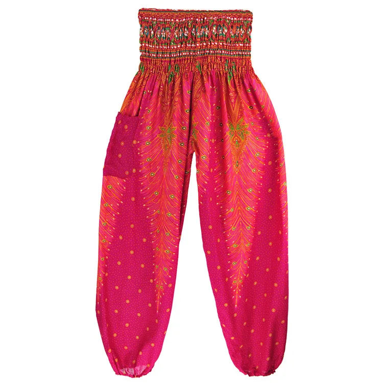 Women's Yoga Pants Printed Ethnic Style Loose Yoga Trousers Bloomers High Waist Fitness Sports Crotch Dance  Sweatpants