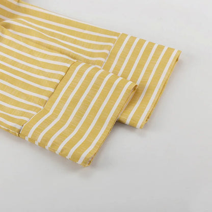 Women's Dress Sets Autumn New Striped Long-sleeved Loose Lace-up Top High-waisted Trousers Fashion Casual Suit for Women