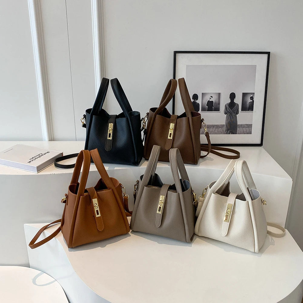 Stylish Bucket Bag for Women with Magnetic Closure Crafted from Durable PU Leather Ideal for Work and Travel Use