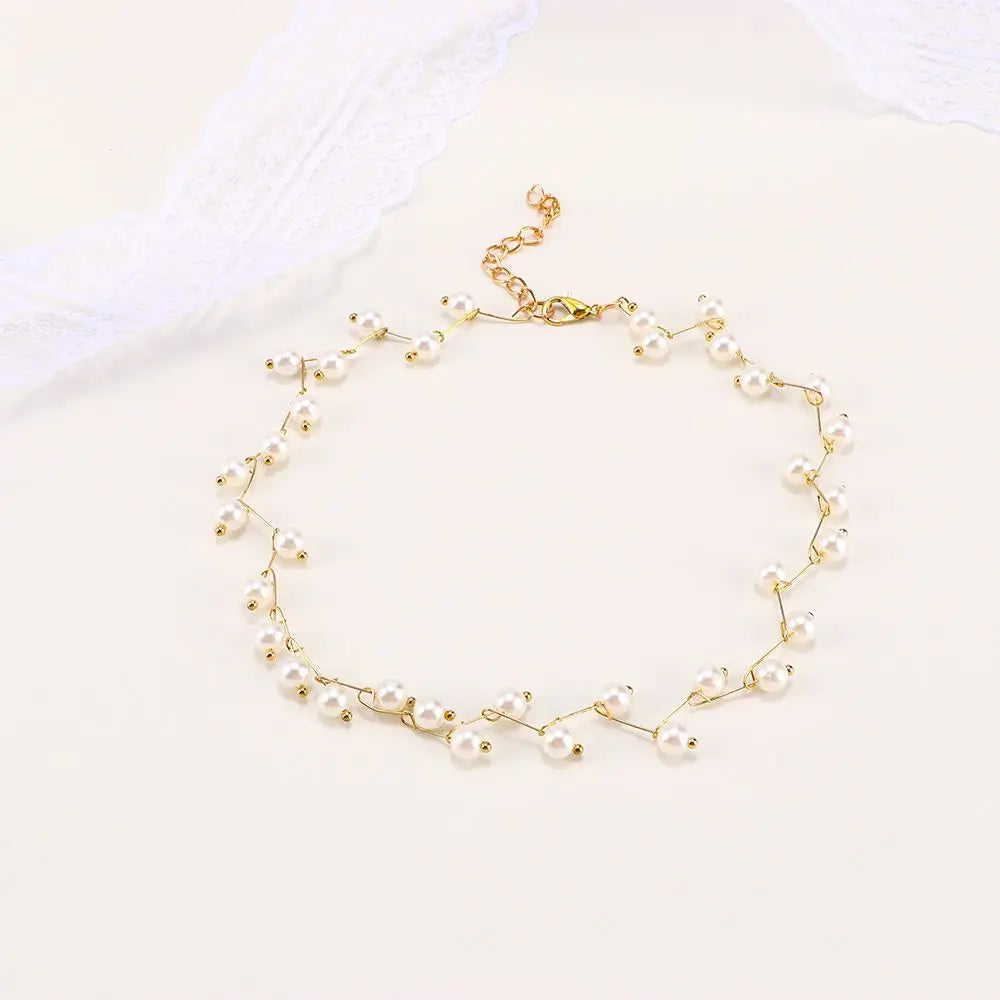 Wedding for Women Bride Necklace Elegant Collar Simulated Pearl Clavicle Chain Female Jewelry
