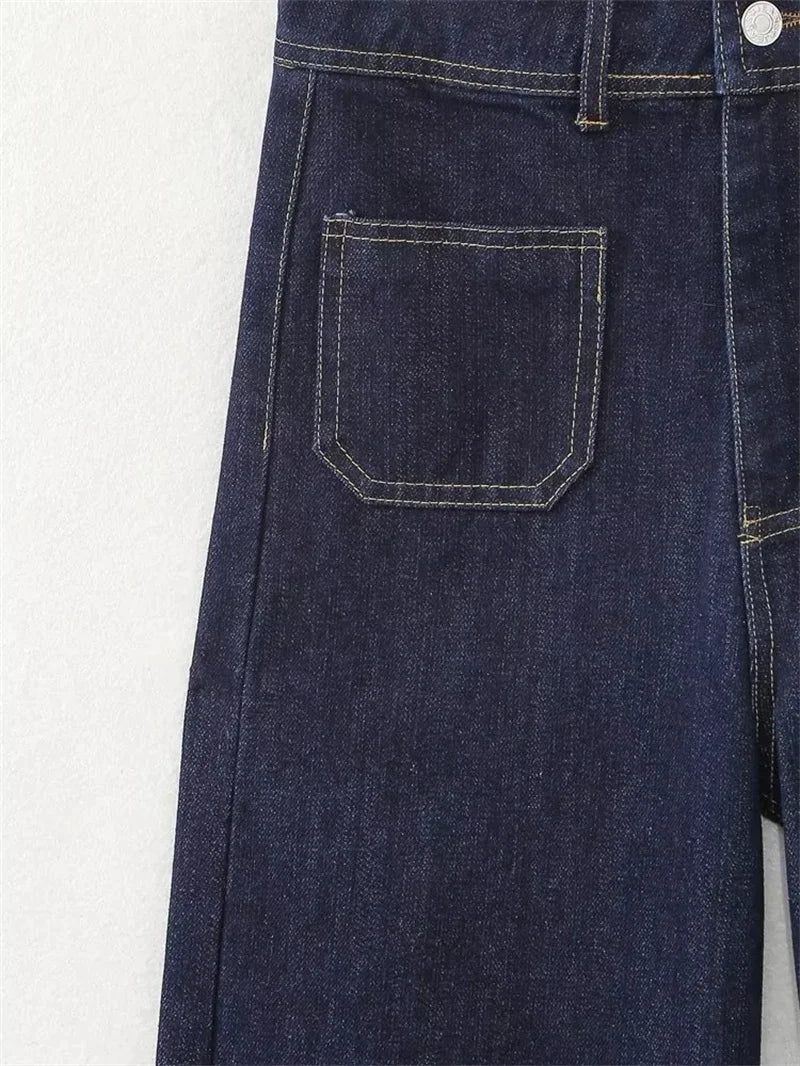 Casual Women's High Waist Straight-leg Jeans Pants Fashion All-match Full Length Denim Pants Pocket Zipper Jean Trousers