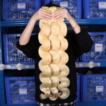 #613 Blonde Body Wave/Straight Hair Bundles Double Drawn Raw Vietnamese Hair Bundles Weave Honey Blonde 100% Human Hair Full