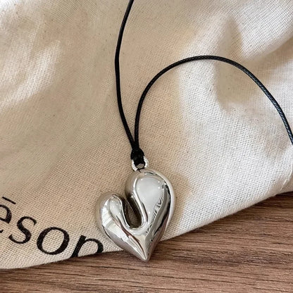 New Heart Pendant Necklaces For Women Vintage 80s Aesthetic Adjustable Pull-out Necklace Fashion Romantic Choker Trendy Jewelry