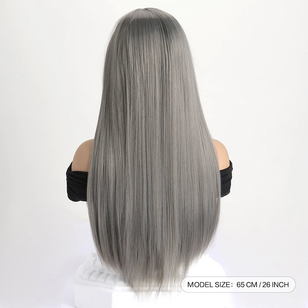 26Inch Colour Wig Long Straight Synthetic Wig for Women Fashion Wig for for Daily Halloween   Costume Party Cosplay ﻿