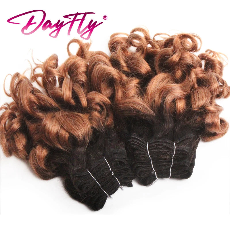 Brazilian Hair Weave Bundles 100% Human Hair Bundles Short Curly Hair Bundles 8Inch 6 Bundles Colored Hair Extensions For Women