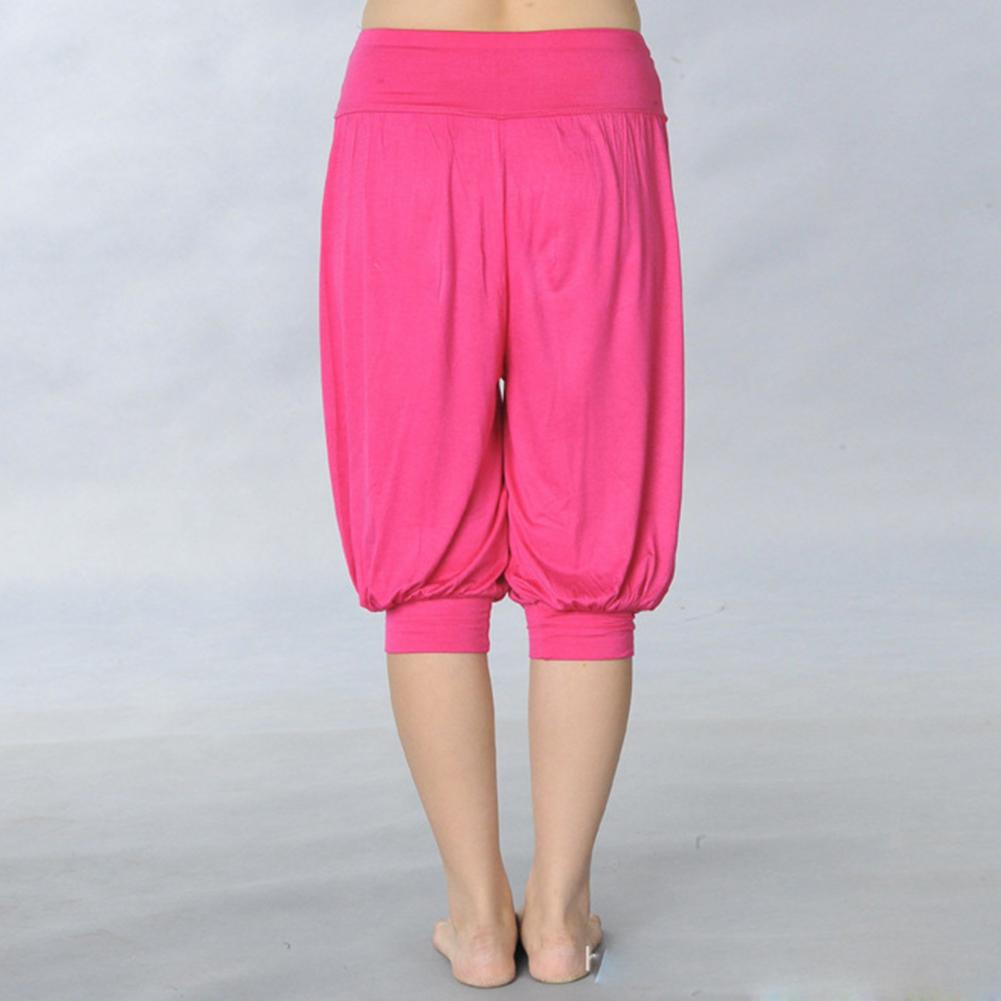 Summer Women Yoga Pants Modal Solid Color Yoga Cropped Pants Wide Elastic Waistband Dance Performance Wide Leg Pants Bloomers