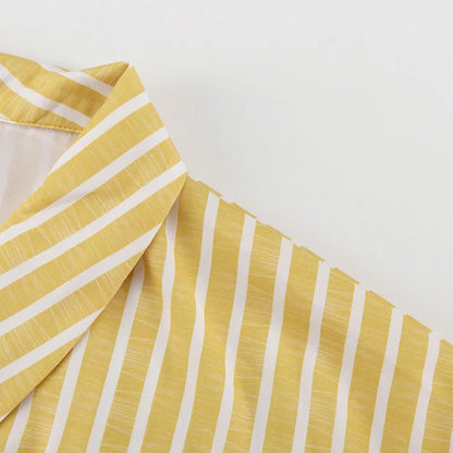 Women's Dress Sets Autumn New Striped Long-sleeved Loose Lace-up Top High-waisted Trousers Fashion Casual Suit for Women