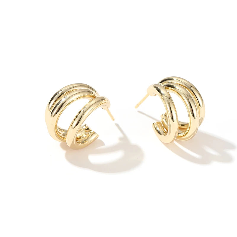 2025 New European and American Simple Metal Arc Earrings Are Small Accessories For Woman‘s Korean Fashion Jewelry Girls Students