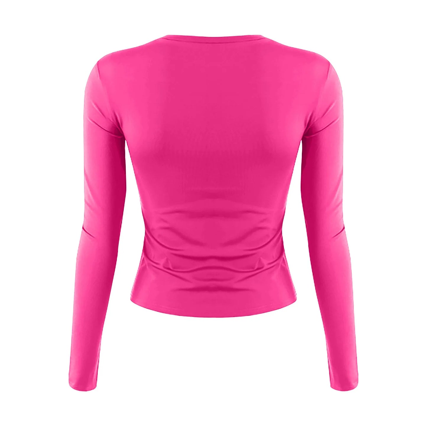 Women's Fashion Solid Colour Round Neck Long Sleeve T-Shirt Top Tops for Women Womens Tops and Blouses Trendy Womens Summer Tops
