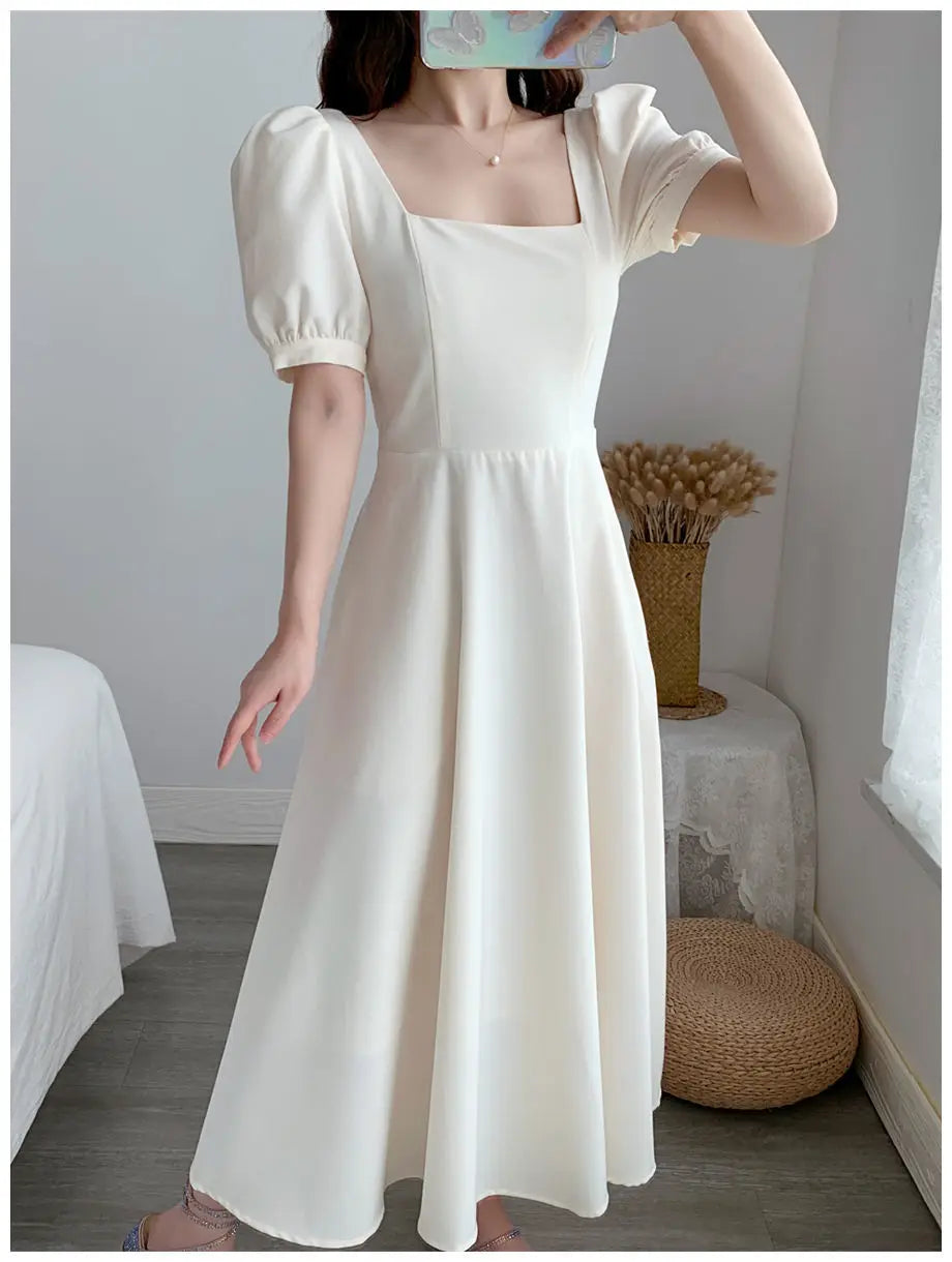 Dresses for Women 2023 Spring New White Dress Women's White Skirt Waist Slimming Temperament Over-the-knee Long Skirt Summer