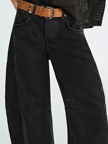 Women's Four Seasons New Fashion Low-rise Jeans Casual Loose Wash Wide-leg Pants Women's Simple Comfortable Straight Leg Jeans