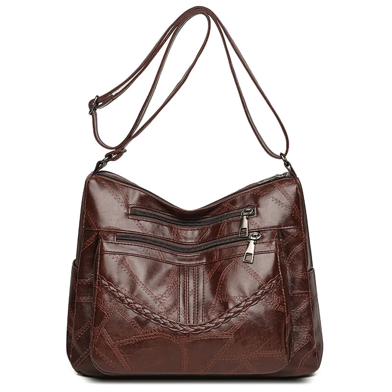 Light Women's Bags for Mom Multi-pocket Design Ladies Crossbody Shoulder Bags Vintage Pu Leather Purses and Handbags Sac A Main