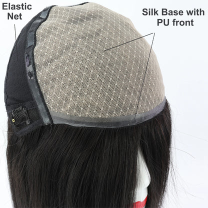 6x6“ Silk Top Full Lace Wig with PU front Real Virgin European Human Hair Wig for Women Silk Base with Elastic Net Wear to go