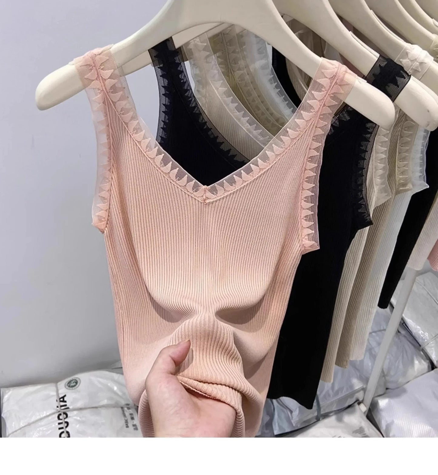 Women Summer Fashion Thin Knitted Undershirt Sleeveless Corset Top Half High Neck Comfortable Breathable Lace Tank Top 2025