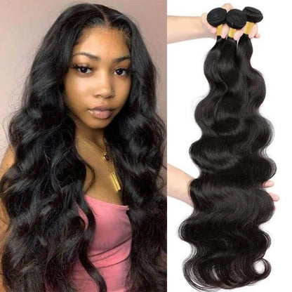 3 Bundles Brazilian Body Wave Human Hair Extension Natural Black Hair Weave Double Machine Wefted Durability 10-30Inch For Women